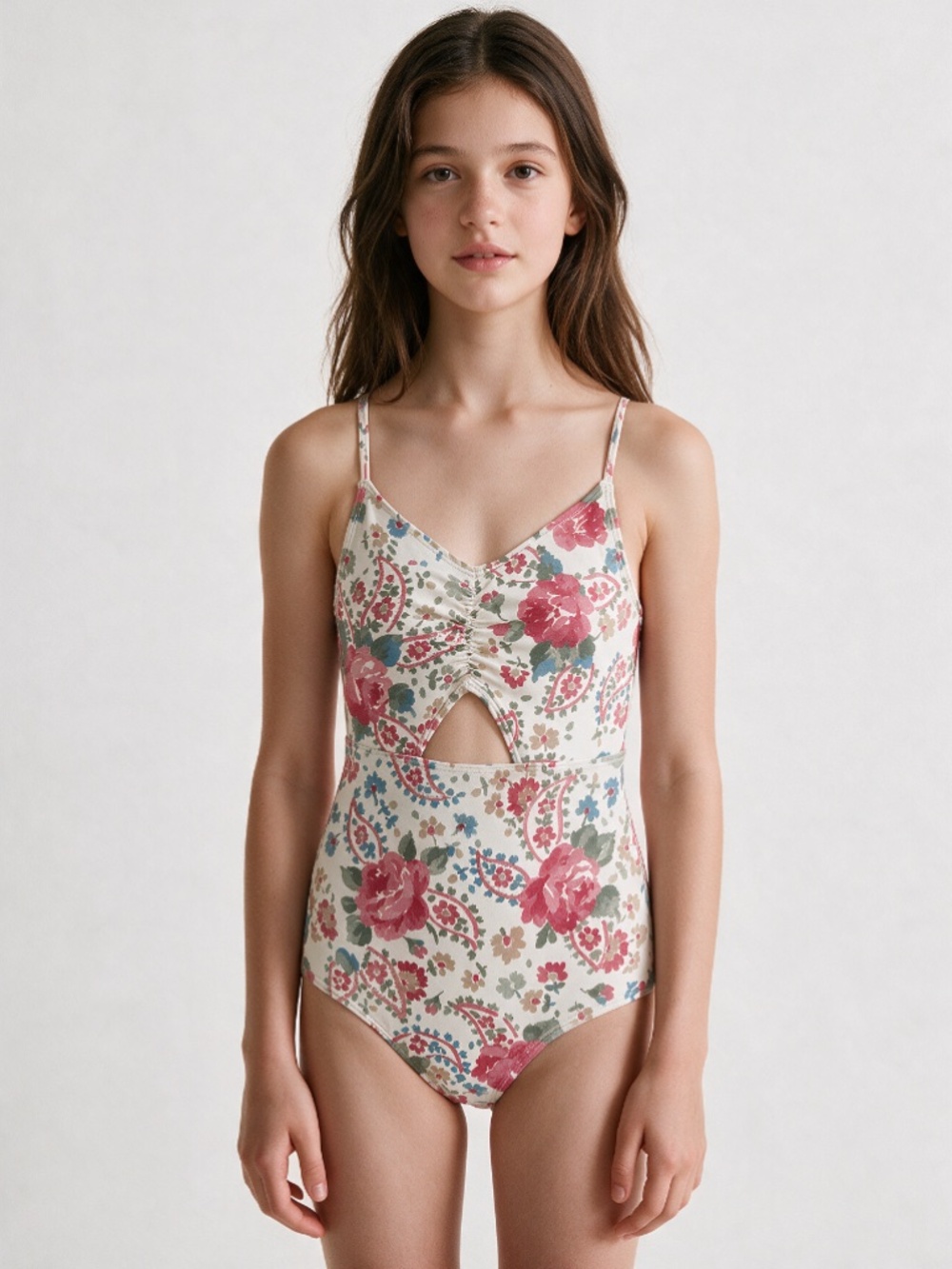abercrombie kids floral one-piece swimsuit